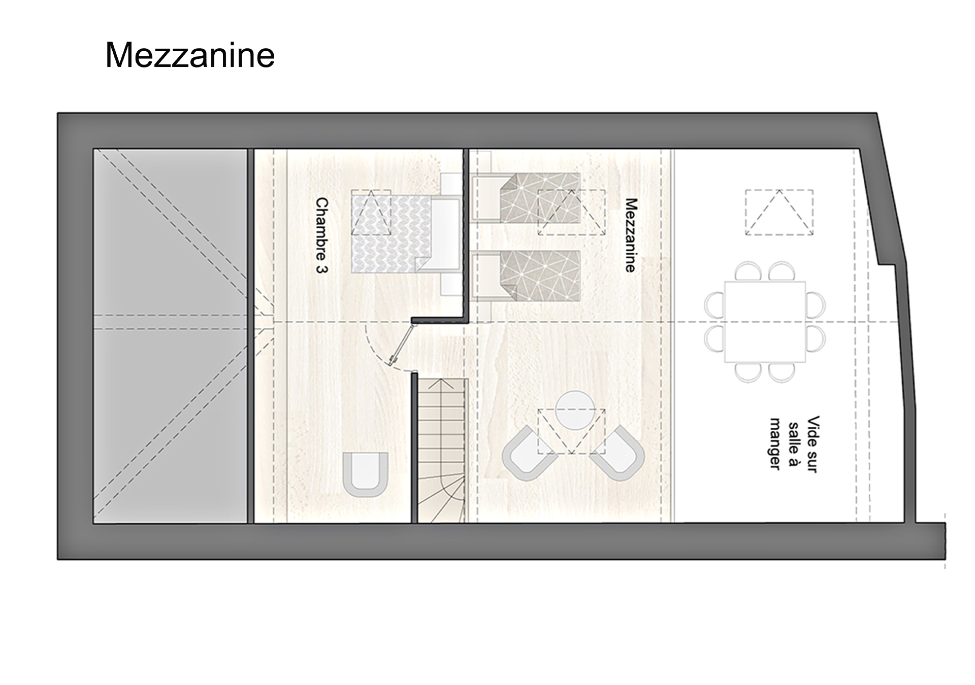 Plan mezzanine location de vacances La Belle Etoile - Entre Lac et Montagnes